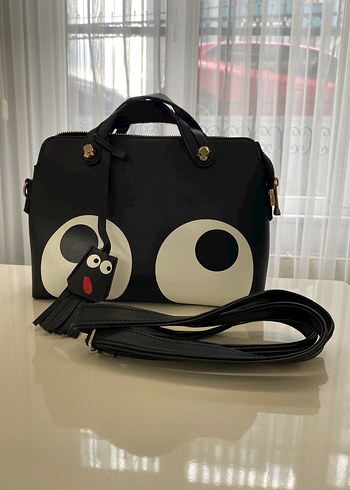 Charmlı Kaliteli Deri Siyah El ve Omuz Çantası - Görsel 2