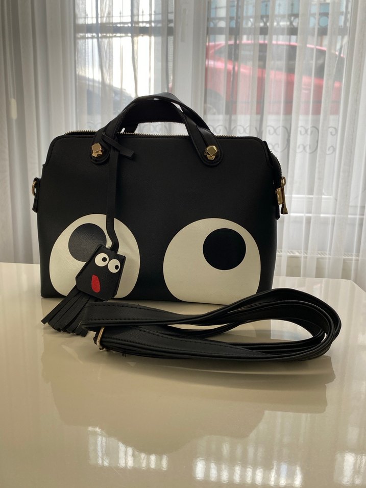 Charmlı Kaliteli Deri Siyah El ve Omuz Çantası - Görsel 2