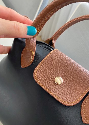 Kahverengi Detay Siyah Kadın El ve Omuz Çantası - Görsel 5