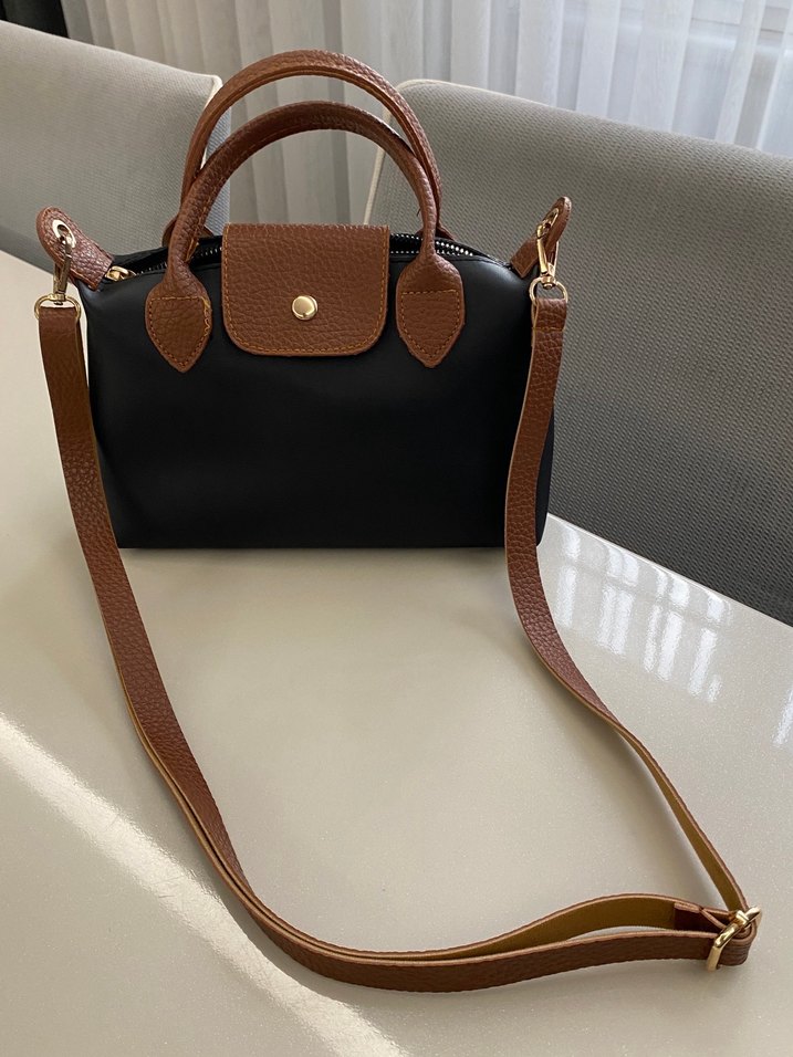 Kahverengi Detay Siyah Kadın El ve Omuz Çantası - Görsel 3