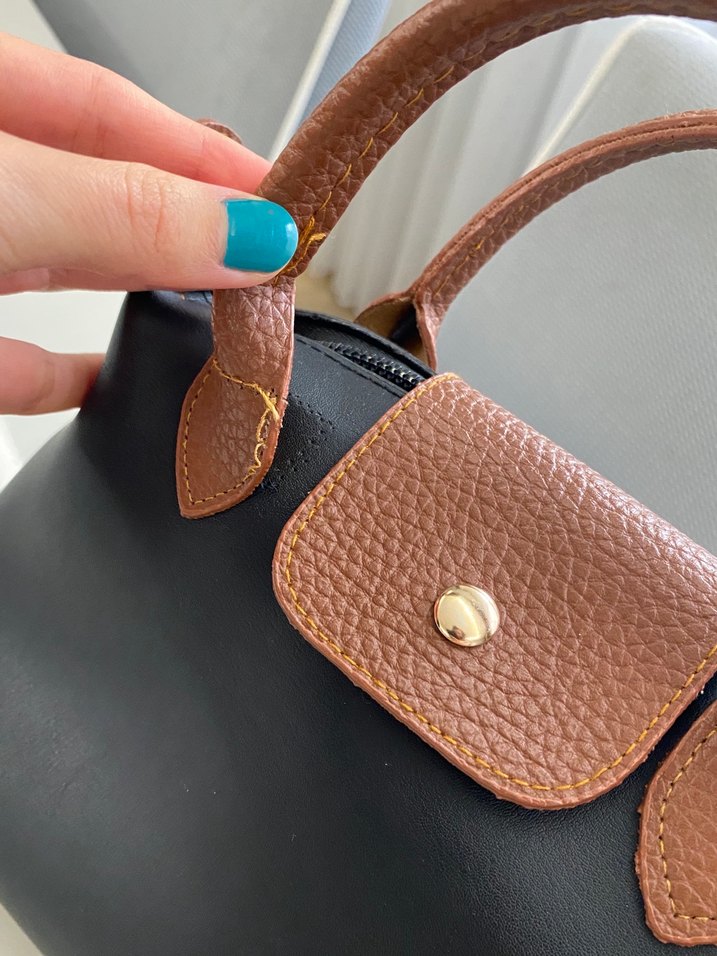 Kahverengi Detay Siyah Kadın El ve Omuz Çantası - Görsel 5