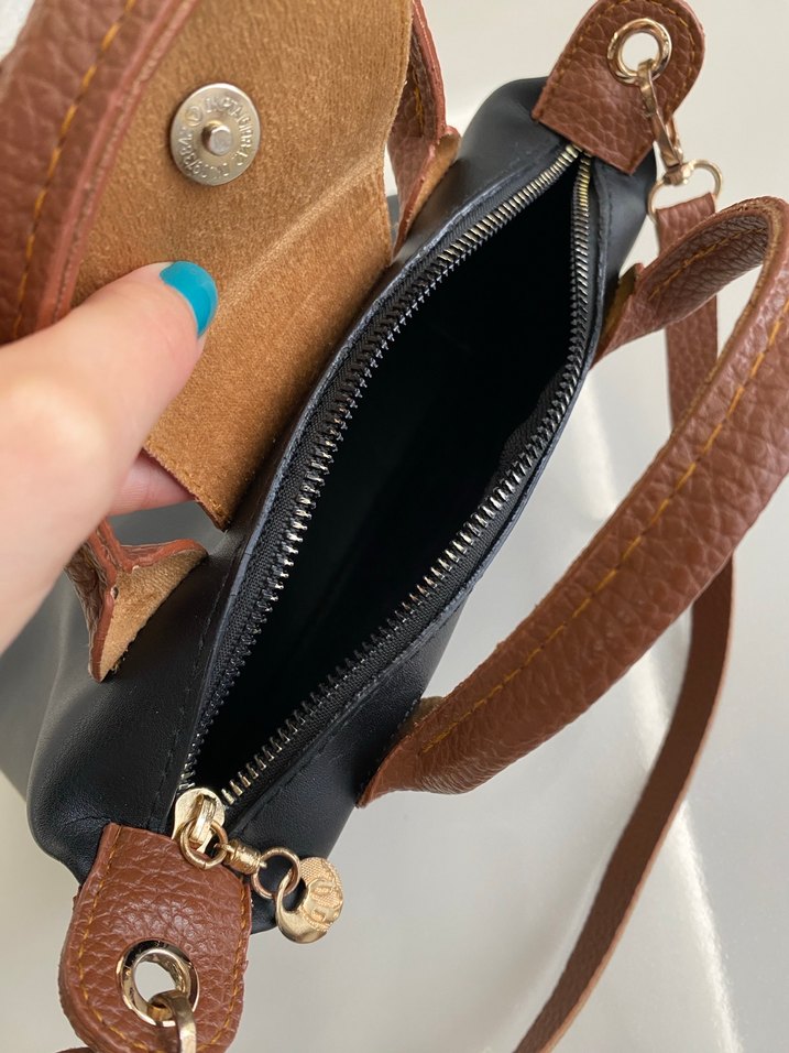 Kahverengi Detay Siyah Kadın El ve Omuz Çantası - Görsel 4