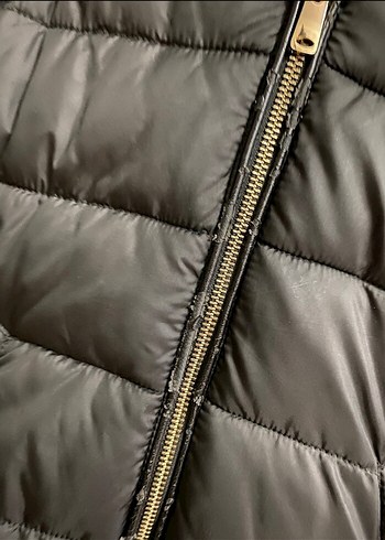 Zara kapüşonlu siyah uzun şişme mont - Görsel 6