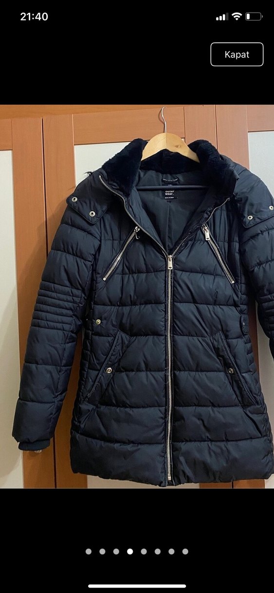 Zara kapüşonlu siyah uzun şişme mont - Görsel 4