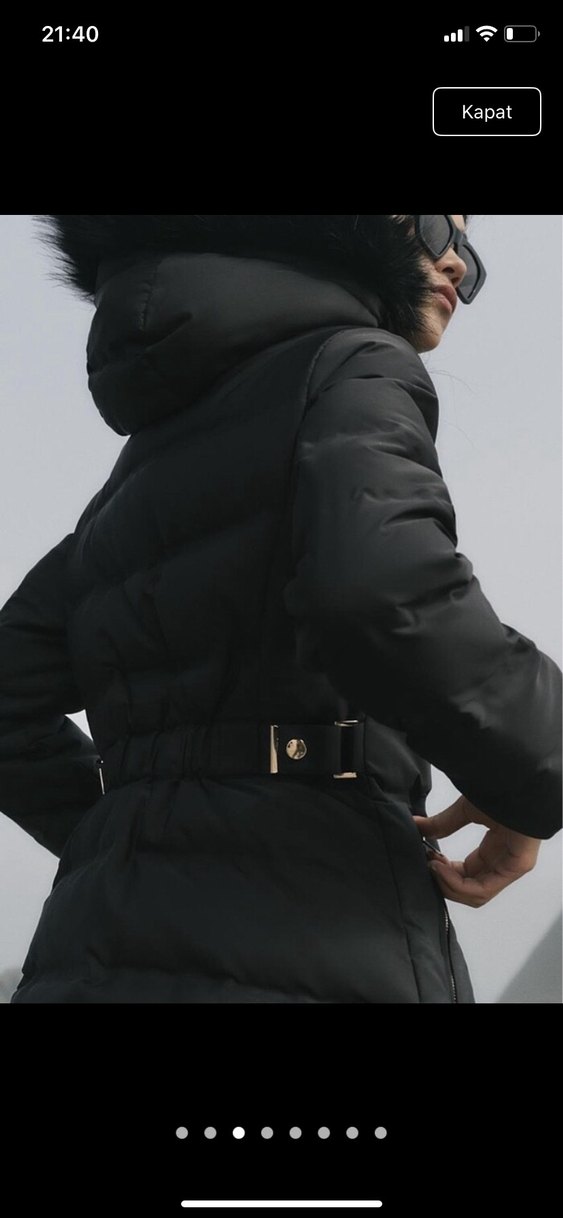 Zara kapüşonlu siyah uzun şişme mont - Görsel 3