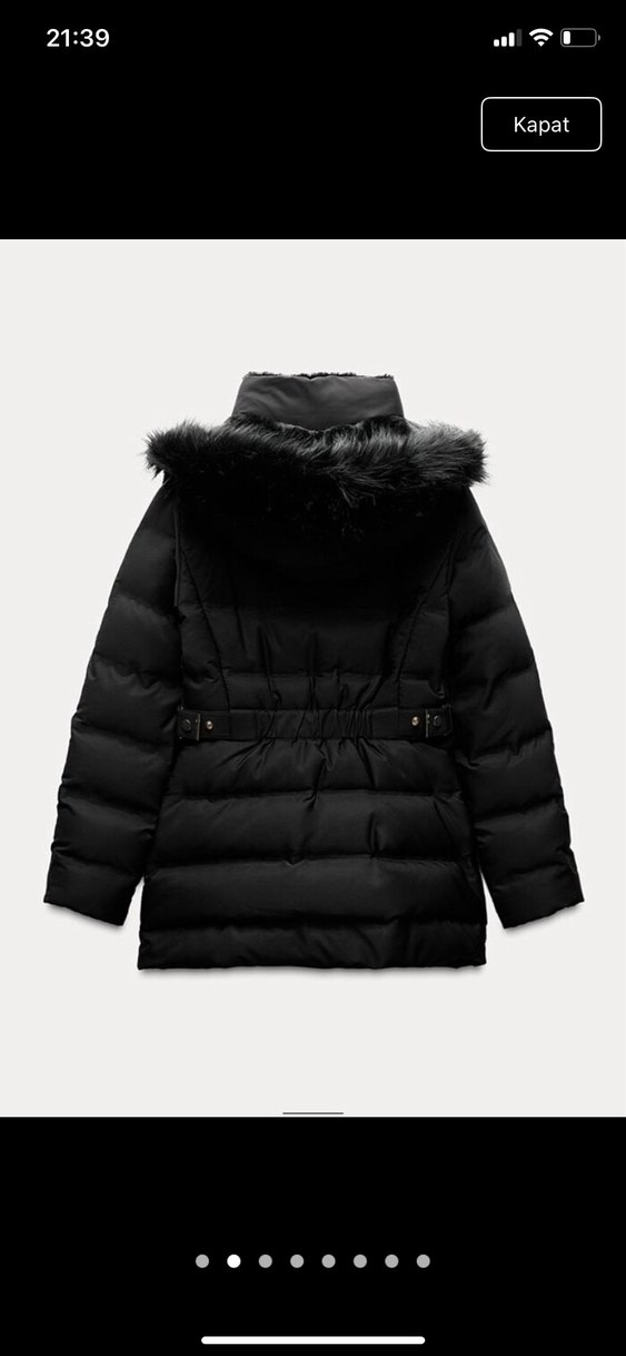 Zara kapüşonlu siyah uzun şişme mont - Görsel 2