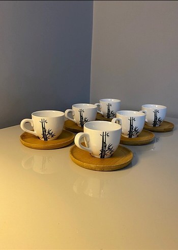 Bambu altlıklı 6lı kahve fincanı takımı - Görsel 2