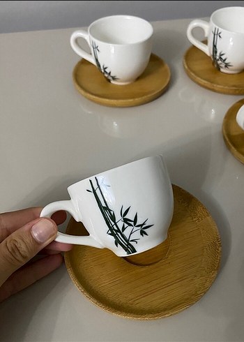 Bambu altlıklı 6lı kahve fincanı takımı - Görsel 5