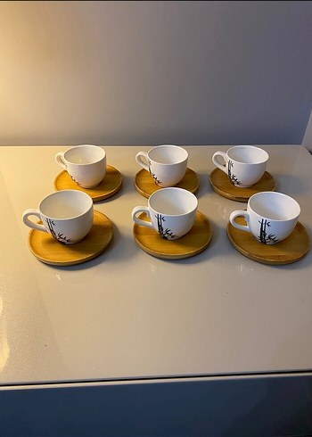 Bambu altlıklı 6lı kahve fincanı takımı - Görsel 3