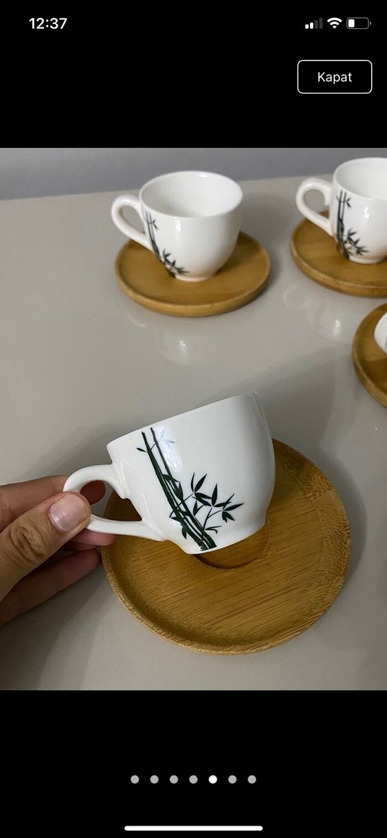Bambu altlıklı 6lı kahve fincanı takımı - Görsel 5
