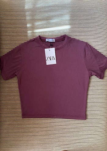 Bordo Kısa Kollu Crop Tişört