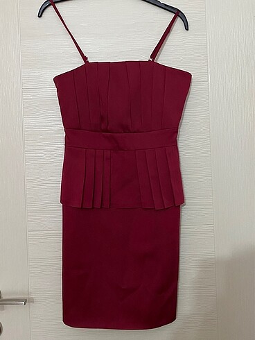 Bordo şık gece elbisesi