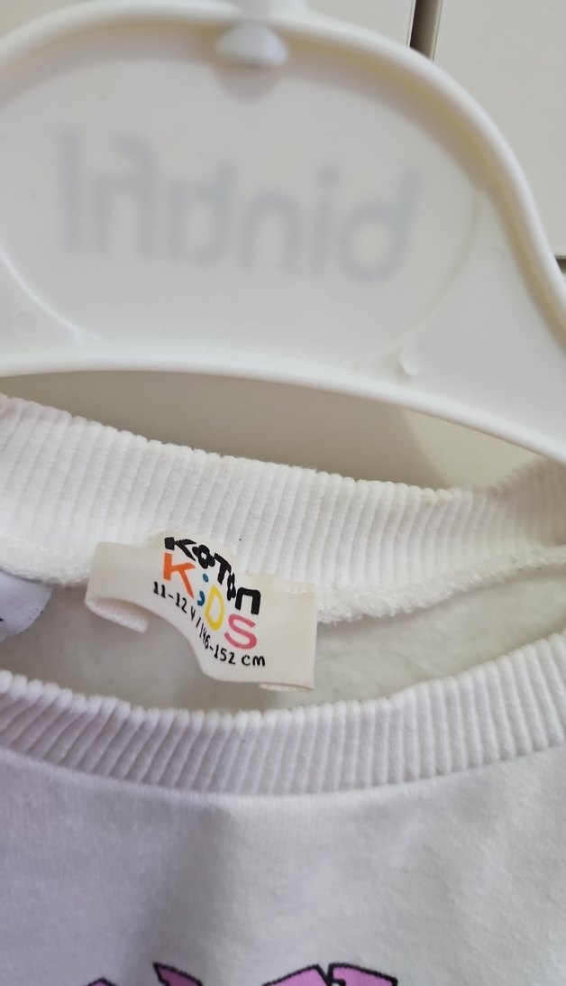 Beyaz Pamuklu Kız Sweatshirt - Görsel 2