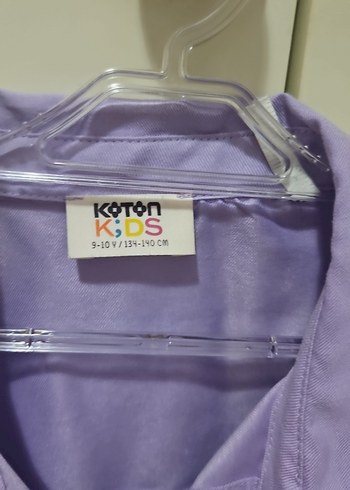 Lila Mini Keten Gömlek, Düğmeli, Kısa Kollu - Görsel 2