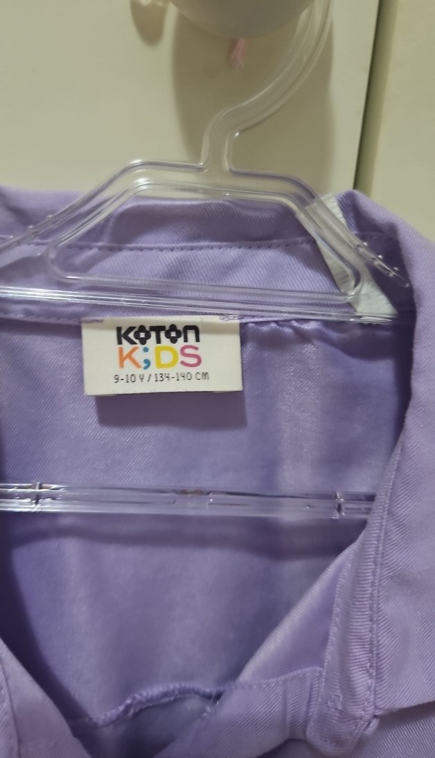 Lila Mini Keten Gömlek, Düğmeli, Kısa Kollu - Görsel 2