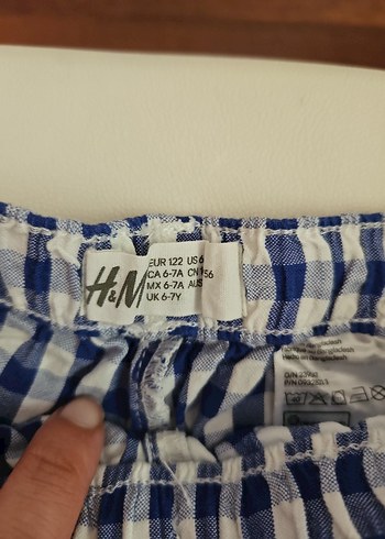 Mavi Ekose Fırfırlı Mini Şort