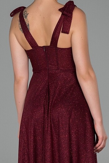40 Beden bordo Renk Bordo Simli Midi Elbise