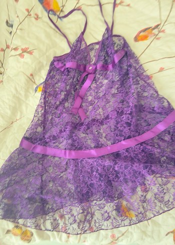 Mor dantel gecelik - Görsel 3