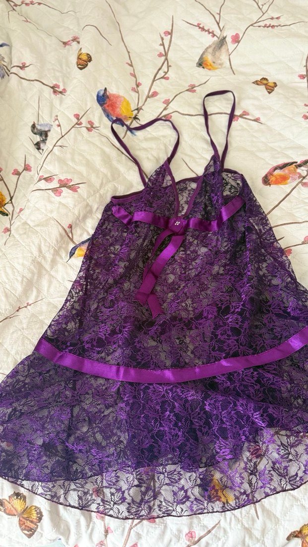 Mor dantel gecelik - Görsel 4