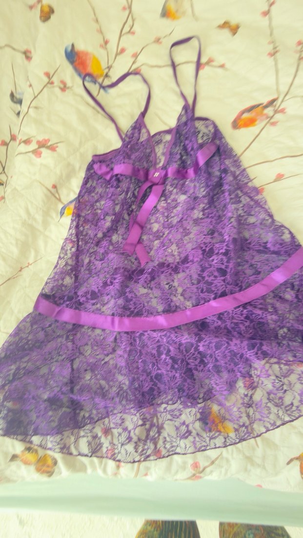 Mor dantel gecelik - Görsel 3