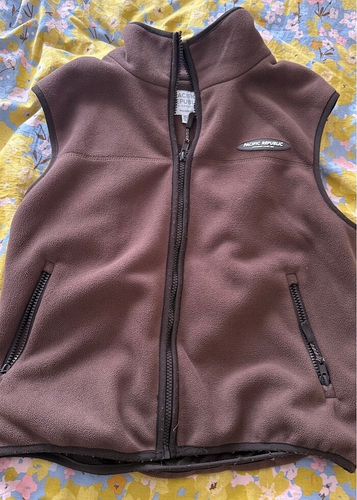 Kahverengi polar yelek - Görsel 4