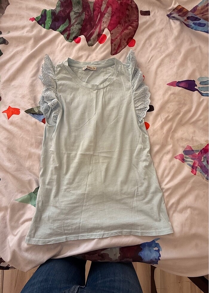 Açık mavi fırfırlı body - Görsel 2