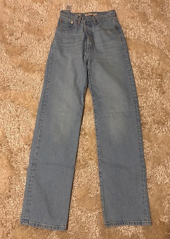 Levis 24 Beden Acik Mavi Yuksek Bel Duz Paca Jean