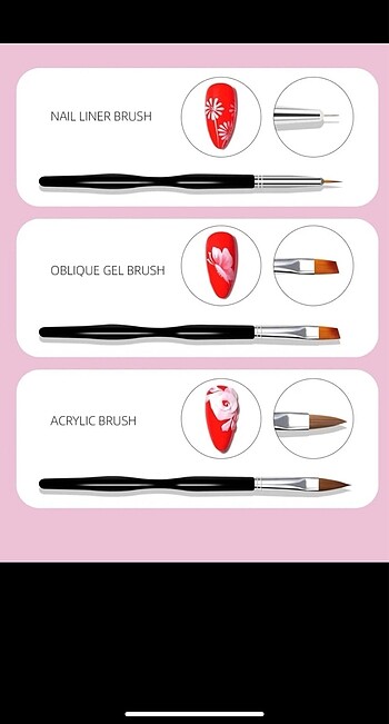 Beden 10 adet nail art fırçası