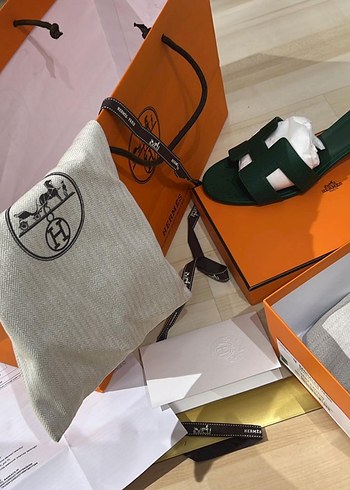 36 Beden Kadın Hermes Yeşil Tokalı Topuklu Terlik