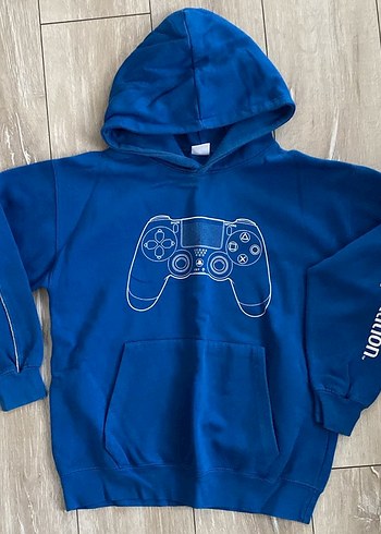 Kapüşonlu Erkek Çocuk Mavi Sweatshirt