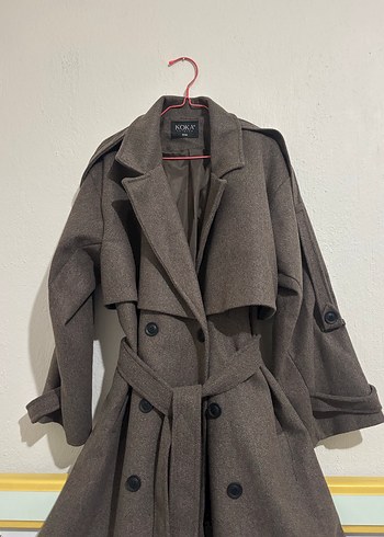 Kemerli Uzun Kahverengi Kadın Kaban - Görsel 2