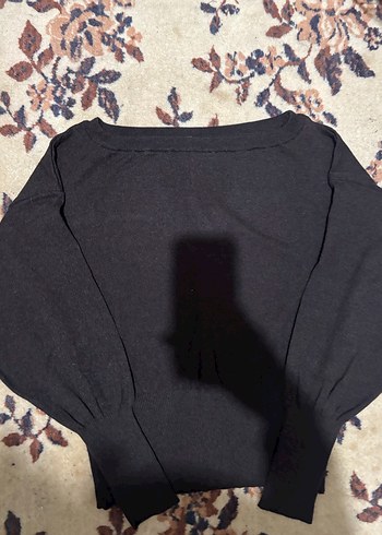 Kahverengi Pamuklu Kayık Yaka Kadın Triko - Görsel 3