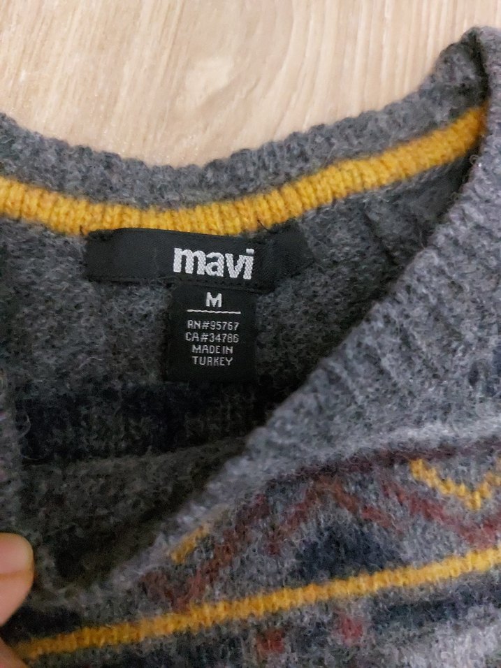 Desenli Gri Triko Erkek Kazak - Görsel 2