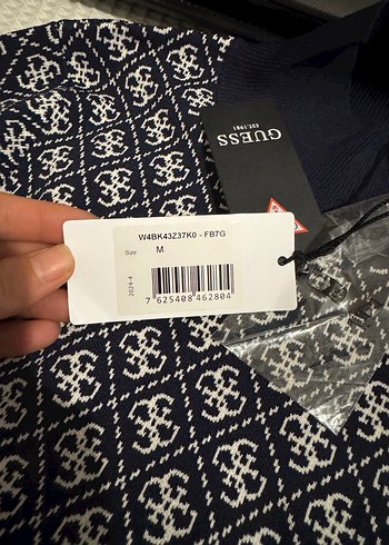 Guess Kadın Lacivert Desenli Kemerli Triko Elbise - Görsel 4