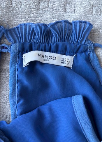 Mango Mavi Pileli Kolsuz Yüksek Yakalı Kadın Süveter