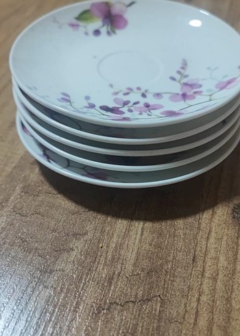 6 lı Mor Çiçekli Bohem Seramik Tabak - Görsel 2