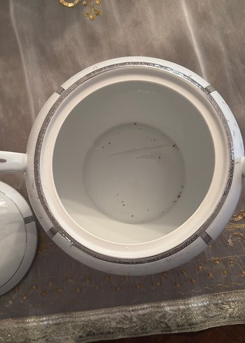 Gri Detaylı Beyaz Porselen Şekerlik - Görsel 5