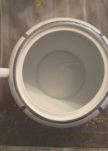 Gri Detaylı Beyaz Porselen Şekerlik - Görsel 4