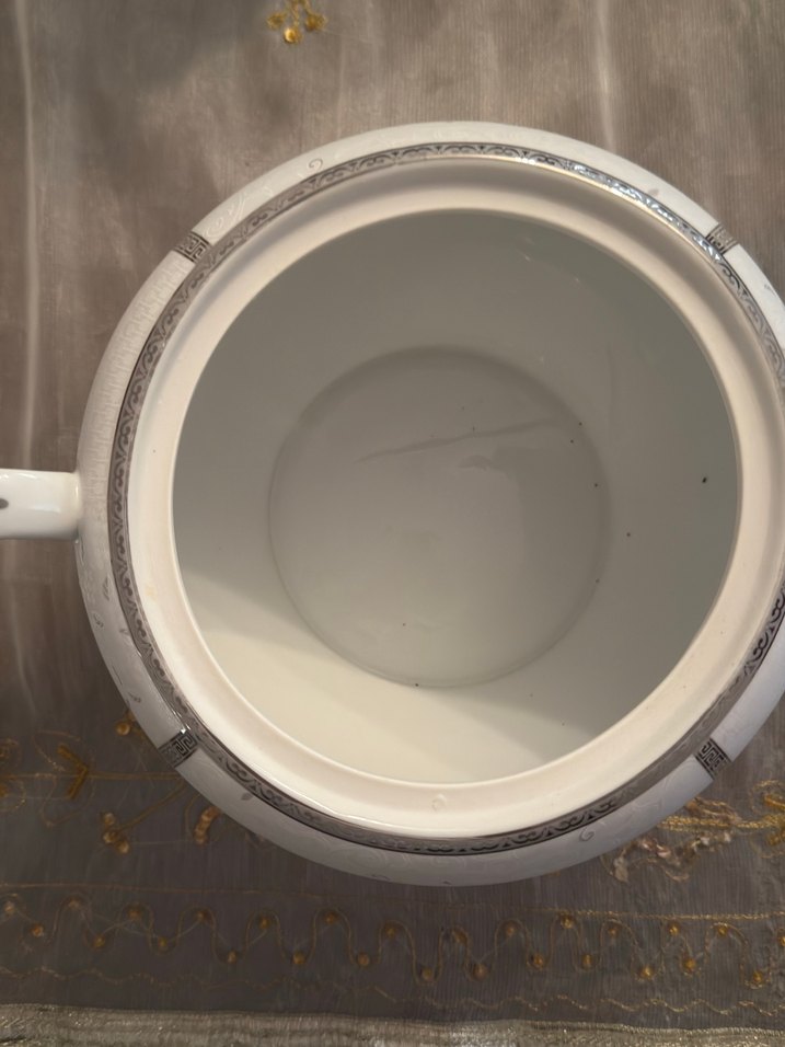 Gri Detaylı Beyaz Porselen Şekerlik - Görsel 4