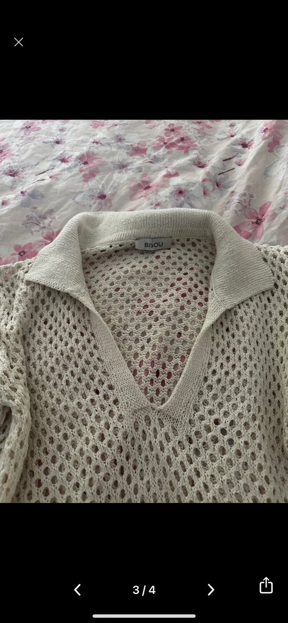 Bohem V Yaka Beyaz Uzun Örgü Elbise - Görsel 3