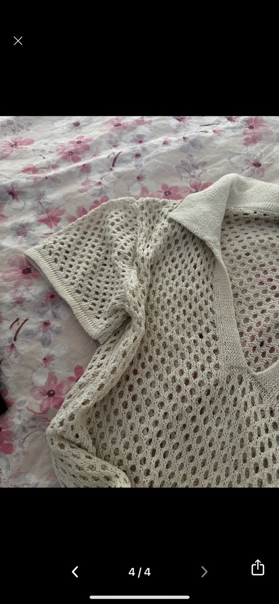 Bohem V Yaka Beyaz Uzun Örgü Elbise - Görsel 4