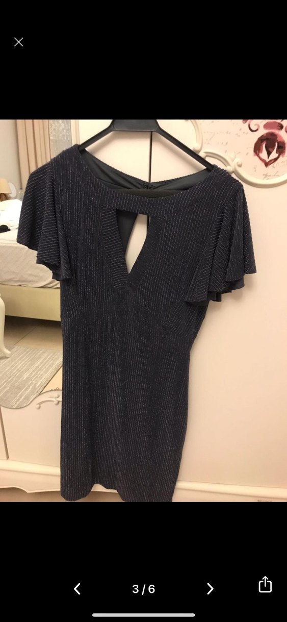 V Yaka Siyah Triko Midi Elbise - Görsel 3