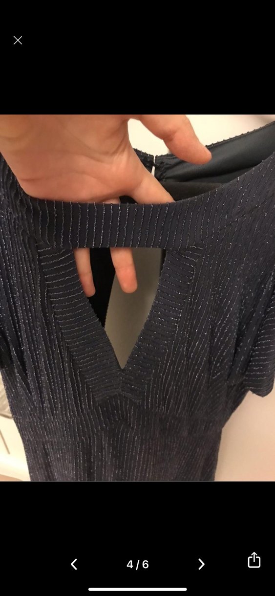 V Yaka Siyah Triko Midi Elbise - Görsel 4