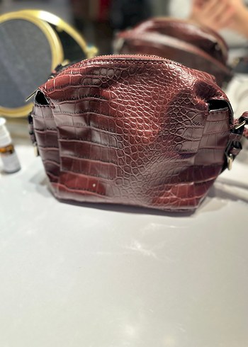 Kahverengi Deri Yılan Desenli Kadın Çanta - Görsel 3