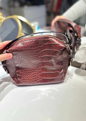 Kahverengi Deri Yılan Desenli Kadın Çanta - Görsel 2