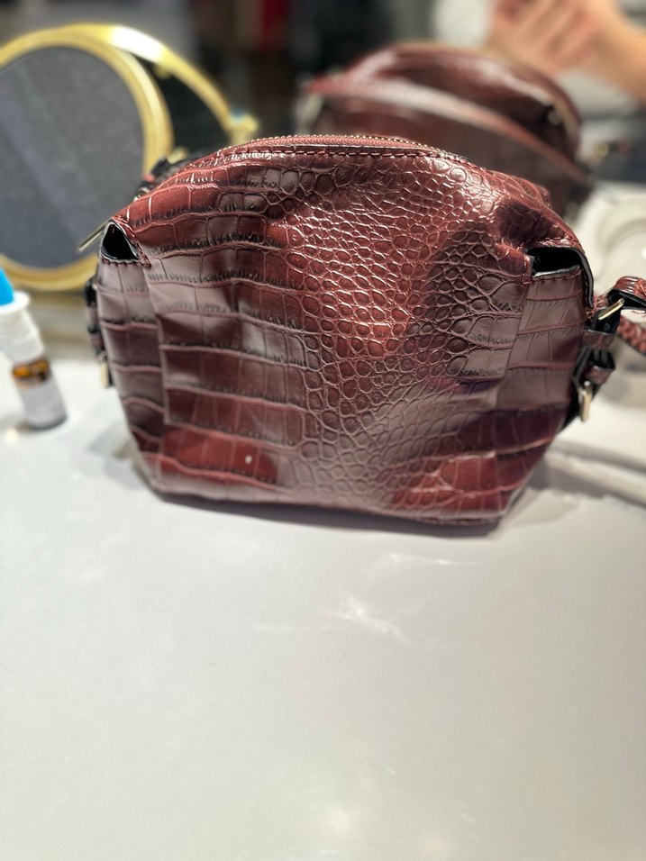 Kahverengi Deri Yılan Desenli Kadın Çanta - Görsel 3