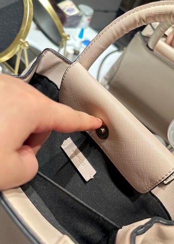 Bej Deri Kadın Çanta Fermuarlı - Görsel 3