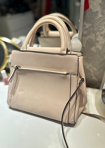 Bej Deri Kadın Çanta Fermuarlı - Görsel 2