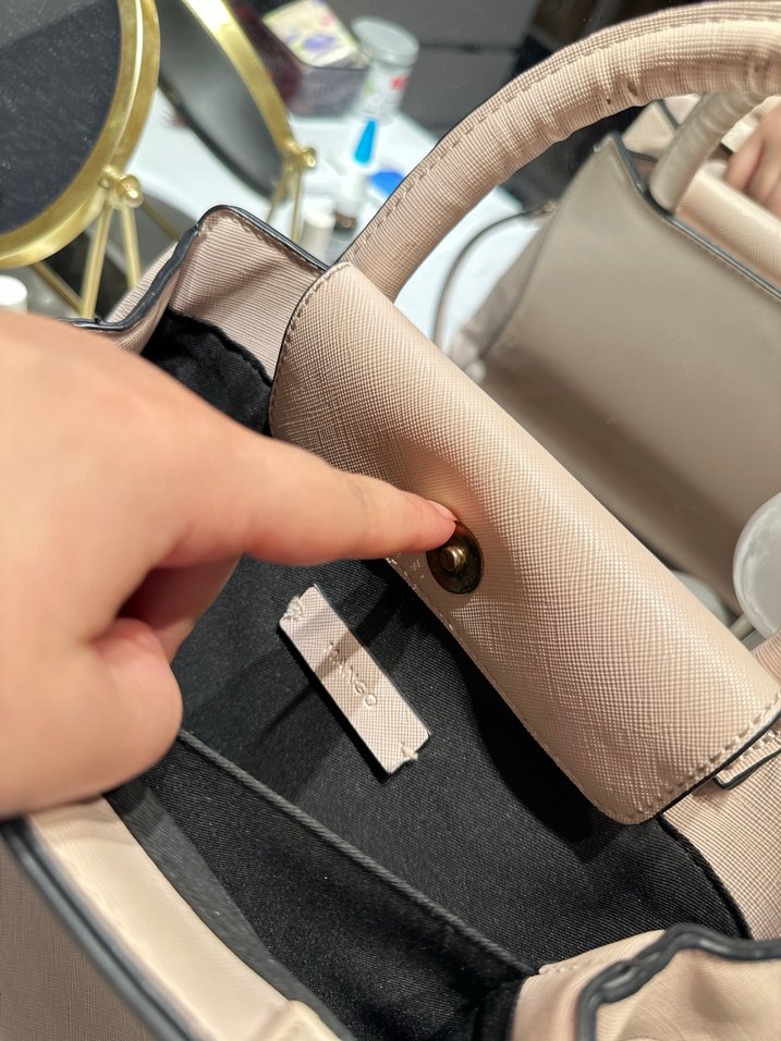 Bej Deri Kadın Çanta Fermuarlı - Görsel 3