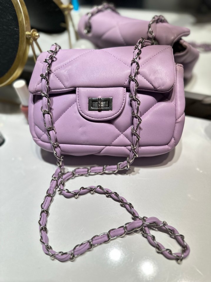 Mor Zincir Detaylı Deri Kadın Çanta - Görsel 2